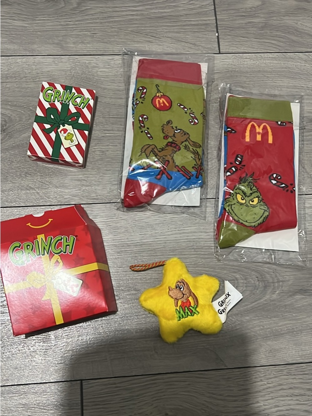 McDonald's Grinch Kids' Socks & Max Star Plush - Red, Green, Yellow
